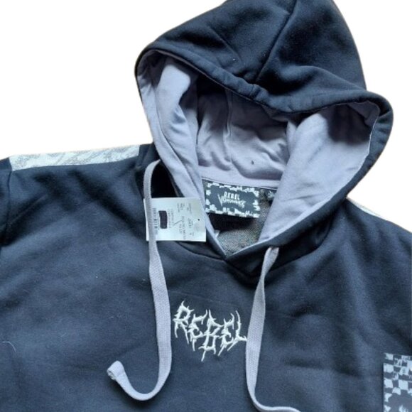 Goth Gothic Gray Blue Hoodie Hooded Sweater Men Large New NWT - Picture 3 of 7